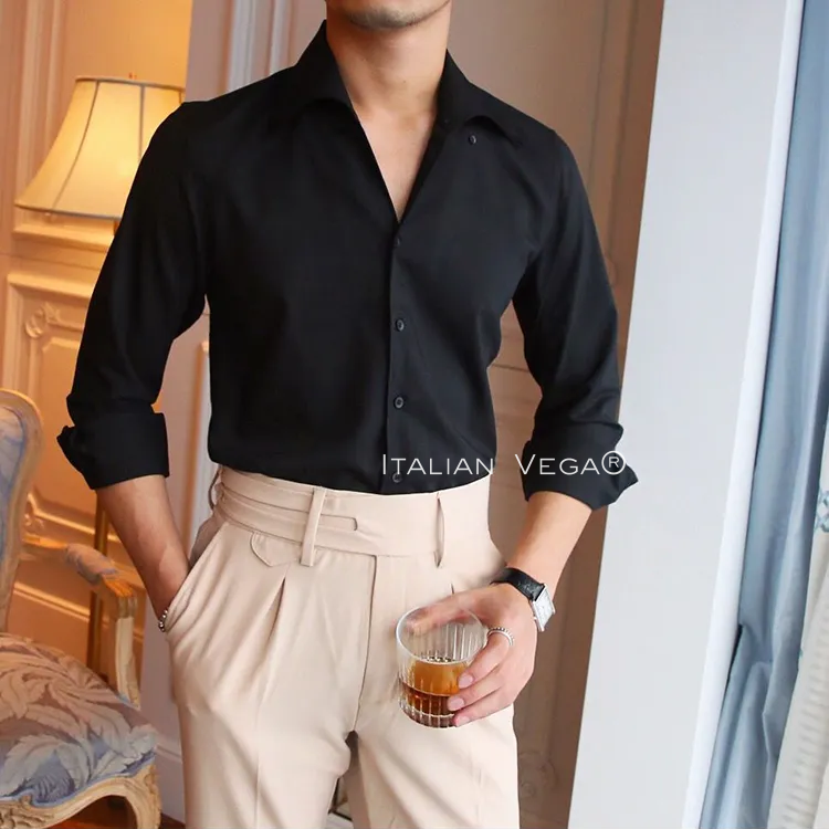 Black Old Money Button Down Shirt by Italian Vega®