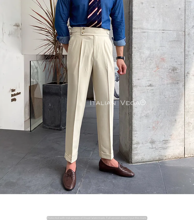 Biege Signature Buttoned Gurkha Pants by Italian Vega®