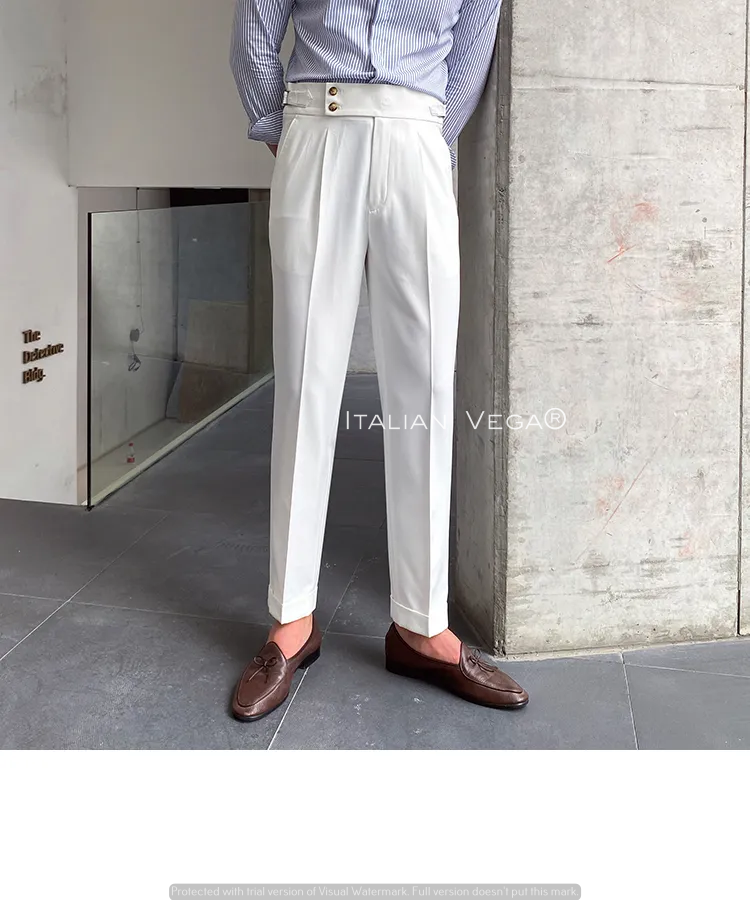 White Signature Buttoned Gurkha Pants by Italian Vega®