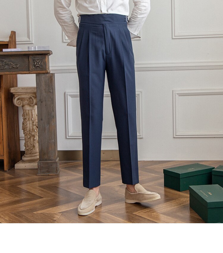 Navy Blue Classic Buckle Gurkha Pants by Italian Vega®