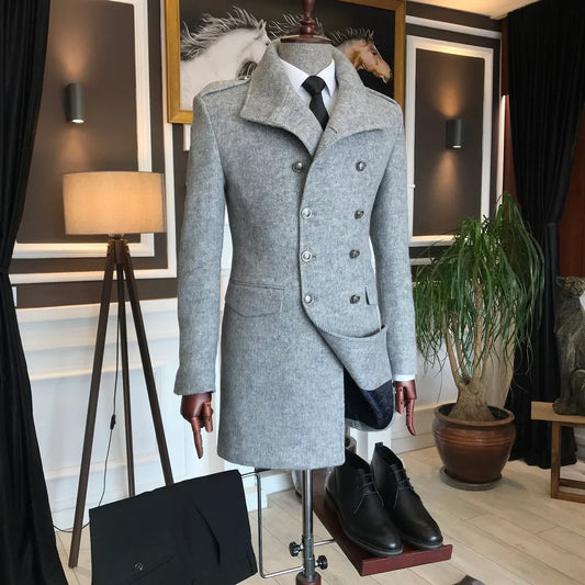 Alaska Ash Grey Double Breasted Coat