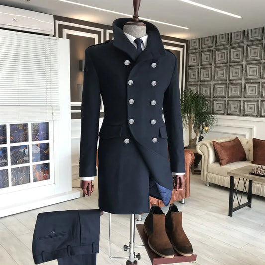 Alaska Dark Blue Double Breasted Coat